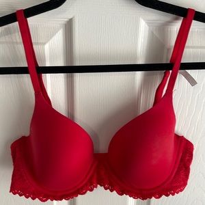 Aerie Real Sunnie Blossom Lace Bra Underwire Red 32 D